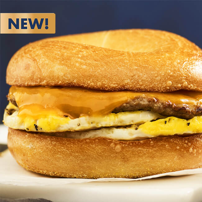 Noahs New Pork Sausage Egg Sandwich Bagel Limited time offer image